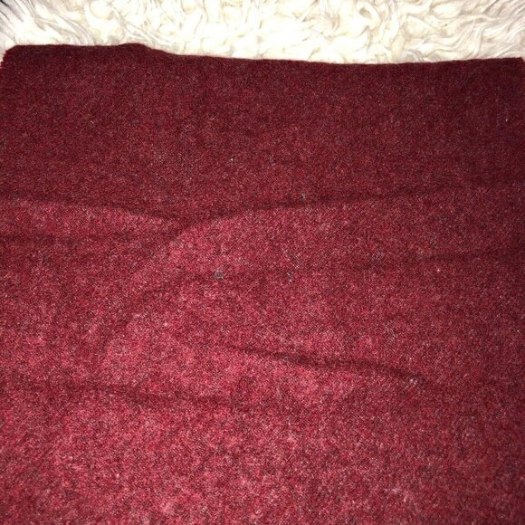 Lauren RALPH LAUREN Wool Red Gray 100% Virgin Lambswool Fringe Logo Italy - Picture 5 of 12